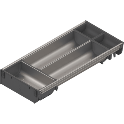 Комплект лотков для столовых приборов ORGA-LNE, в ящик шириной 300 мм, глубиной 450 мм, нержавеющая сталь/серый. ZSI.450BI2N