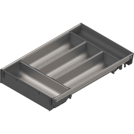 Комплект лотков для столовых приборов ORGA-LNE, в ящик шириной 400 мм, глубиной 450 мм, нержавеющая сталь/серый. ZSI.450BI3N