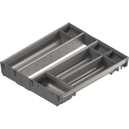 Комплект лотков для столовых приборов ORGA-LNE, в ящик шириной 450 мм, глубиной 450 мм, нержавеющая сталь/серый. ZSI.45VEI4
