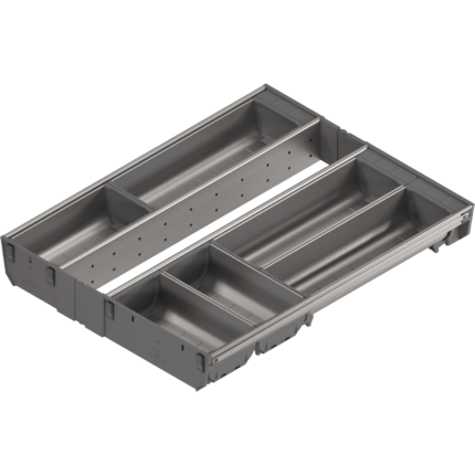 Комплект лотков для столовых приборов ORGA-LNE, в ящик шириной 450 мм, глубиной 500 мм, нержавеющая сталь/серый. ZSI.45VEI6