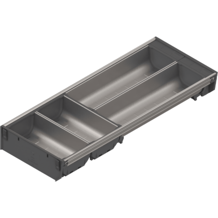 Комплект лотков для столовых приборов ORGA-LNE, в ящик шириной 300 мм, глубиной 500 мм, нержавеющая сталь/серый. ZSI.500BI2N
