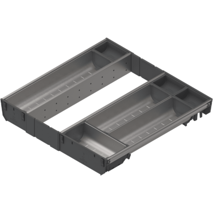 Комплект лотков для столовых приборов ORGA-LNE, в ящик шириной 500 мм, глубиной 450 мм, нержавеющая сталь/серый. ZSI.50VEI4
