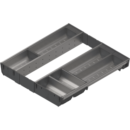 Комплект лотков для столовых приборов ORGA-LNE, в ящик шириной 500 мм, глубиной 500 мм, нержавеющая сталь/серый. ZSI.50VEI6