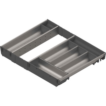 Комплект лотков для столовых приборов ORGA-LNE, в ящик шириной 600 мм, глубиной 450 мм, нержавеющая сталь/серый. ZSI.60VEI4