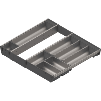 Комплект лотков для столовых приборов ORGA-LNE, в ящик шириной 600 мм, глубиной 500 мм, нержавеющая сталь/серый. ZSI.60VEI4